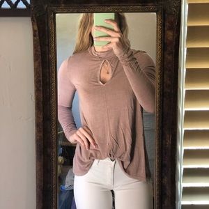 American Eagle Pale Pink Long Sleeve Blouse